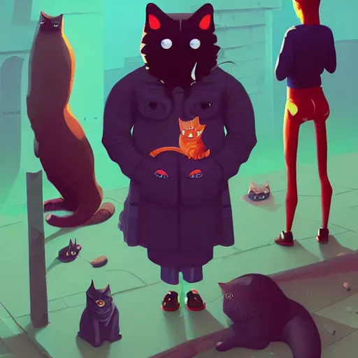 Image similar to cute fashion vogue kittycat man man wearing a cat costume wearing a tuxedo ripped physique simon stalenhag gerald brom bastien grivet greg rutkowski portrait