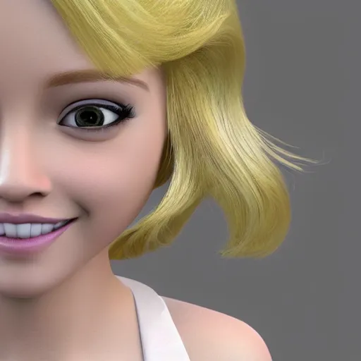 Image similar to a 3d princess with blonde hair , 3d cgi , disney style , photorealistic