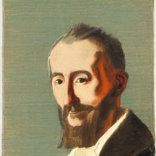 Image similar to portrait of René Guenon, in the style of the Hudson River School