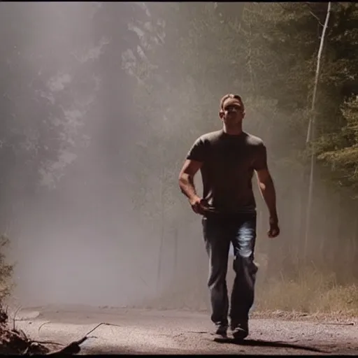 Image similar to a creepy monstrous skinwalker fights paul walker, professional photography