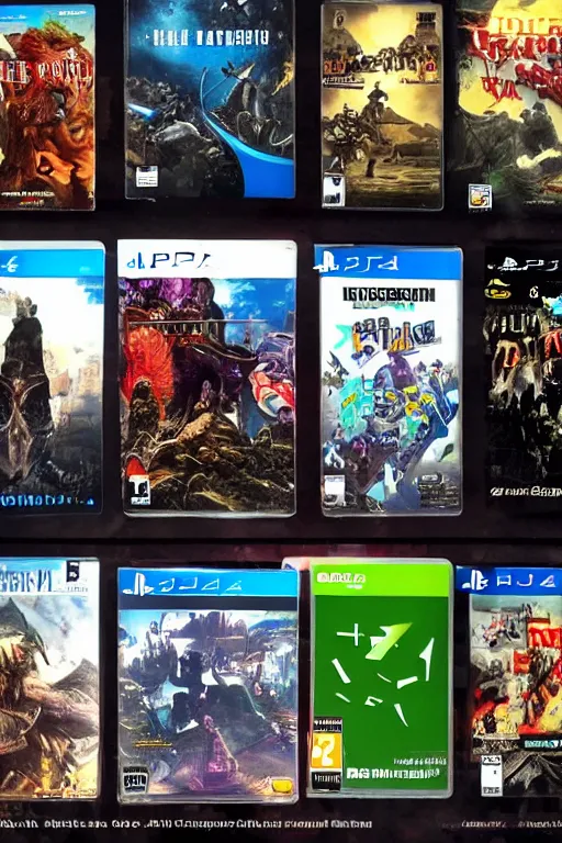 Prompt: all ps 4 game covers melded into one