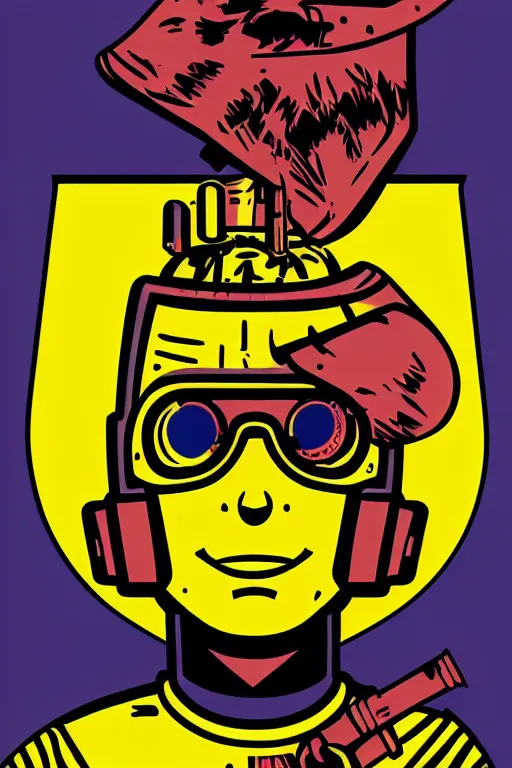 Image similar to fallout 7 6 retro futurist illustration art by butcher billy, sticker, colorful, illustration, highly detailed, simple, smooth and clean vector curves, no jagged lines, vector art, smooth andy warhol style