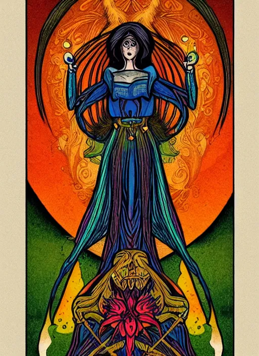 Image similar to beautiful tarot illustration of death, in the style of sam guay and, mystical colors, trending on artstation