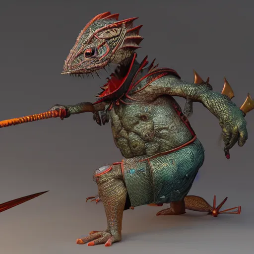 Prompt: an anthropomorphic machine bird reptile rodent hybrid wielding an ancient sword, in the style of boris vellejo, bruce penington, leng jun, highly detailed, 3 d octane render 8 k