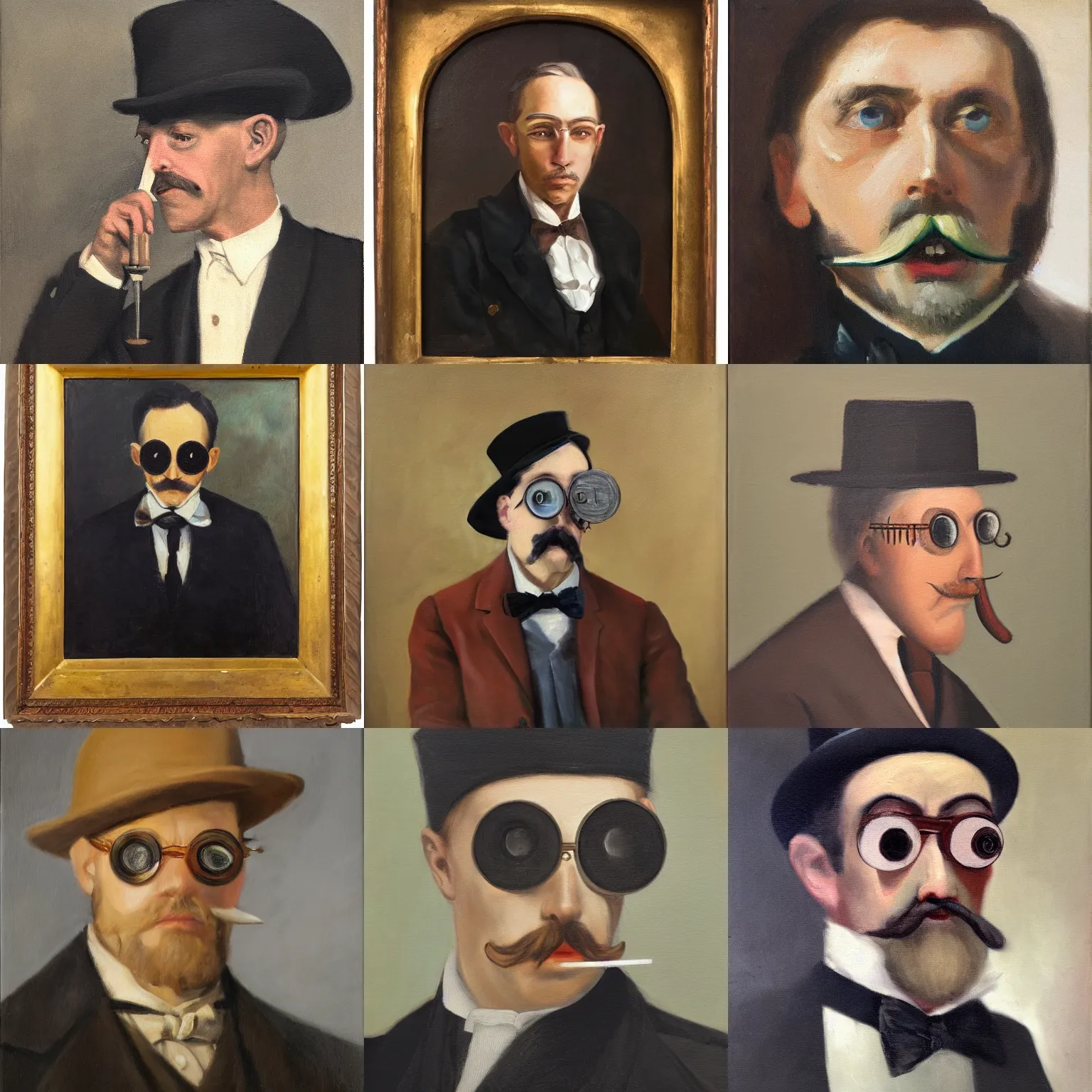 Prompt: a man wearing a monocle, oil on canvas