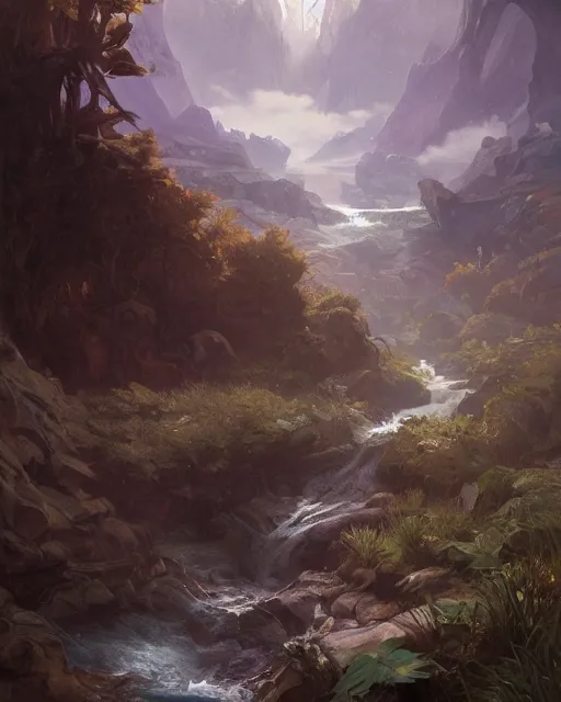 Image similar to ''a very mediocre and not so detailed portrait of a river running through the plains, league of legends, lol, fantasy, d & d, digital painting, artstation, concept art, illustration, art by greg rutkowski and alphonse mucha''