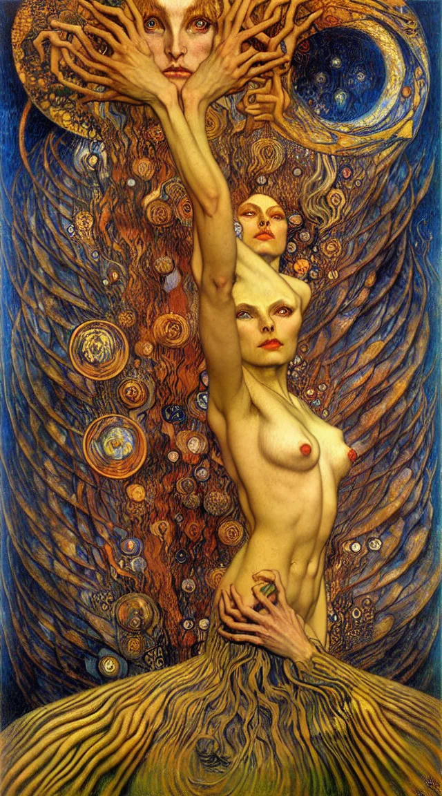 Image similar to Divine Chaos Engine by Karol Bak, Jean Delville, William Blake, Gustav Klimt, and Vincent Van Gogh, symbolist, visionary