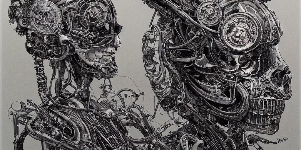 Image similar to a beautiful painting of robot by aaron horkey, trending on artstation, westworld