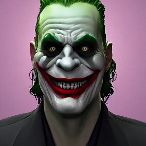 Image similar to the joker, concept art by jason a. engle, featured on zbrush central, photorealism, zbrush, lovecraftian, hard surface modeling