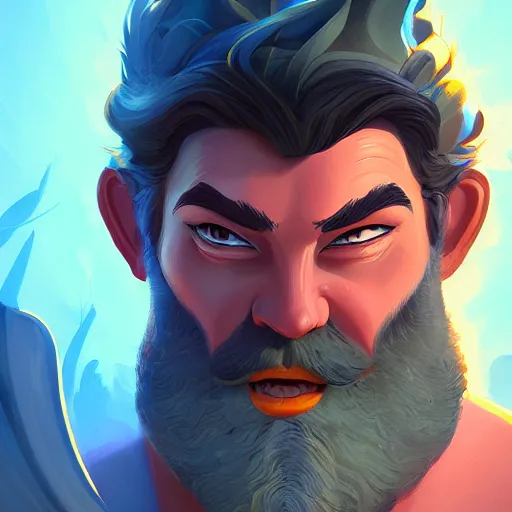 Prompt: Portrait of Ian monkey as Zeus, the greek god, mattepainting concept Blizzard pixar maya engine on stylized background splash comics global illumination lighting artstation lois van baarle, ilya kuvshinov, rossdraws