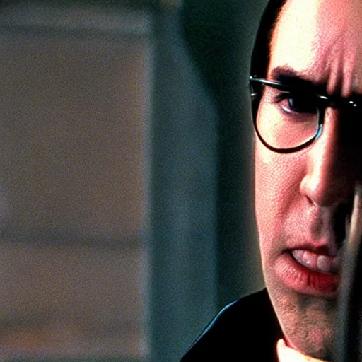 Prompt: nicholas cage in the matrix ( 1 9 9 9 )