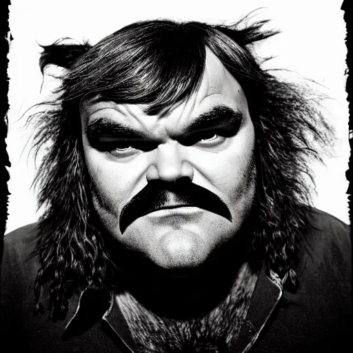 Prompt: jack black as wild and crazy wolfman, portrait, 1 8 0 0, photography