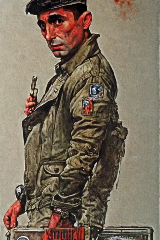 Image similar to travis bickle from taxi driver movie painted by Norman Rockwell