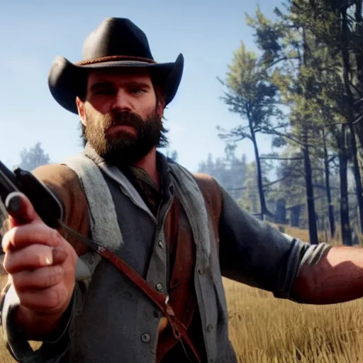 Image similar to Film still of Pewdiepie, from Red Dead Redemption 2 (2018 video game)