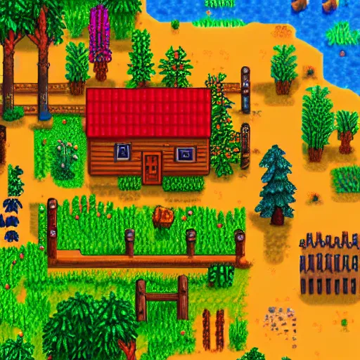 Prompt: concept art of stardew valley, digital art, beautiful, 8k hd