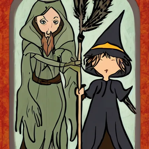 Prompt: a wizard and a witch