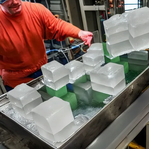 Image similar to gelatinous cubes being processed into magic items with the juice made from their bodies, d & d, industrial photo