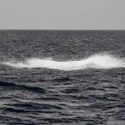 Prompt: dark, murky sea water, giant shape swimming in the distance obscured, real photo,