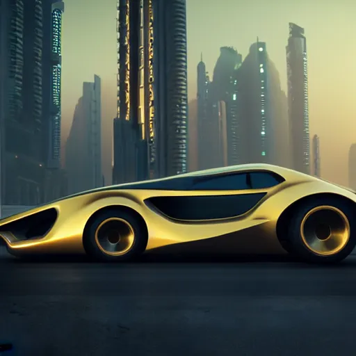 Image similar to car : medium size, motherboard forms in the style of zaha hadid architecture sci-fi futuristic setting ultra realistic photography, keyshot render, octane render, unreal engine 5 render , high oiled liquid glossy specularity reflections, ultra detailed, golden hour 4k, 8k, 16k in the style ofblade runner 2049 Cyberpunk 2077 ghost in the shell thor 2 marvel film : tilt shift: sharp focus