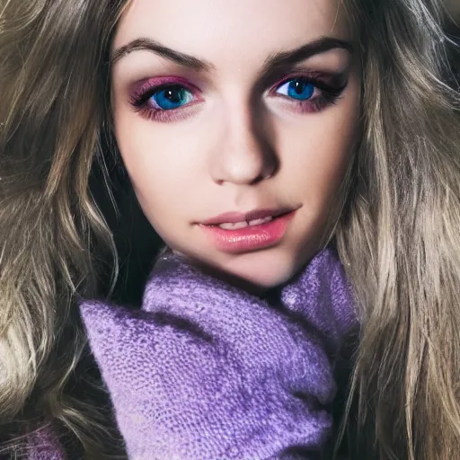 Image similar to photo of blonde woman with purple eyes