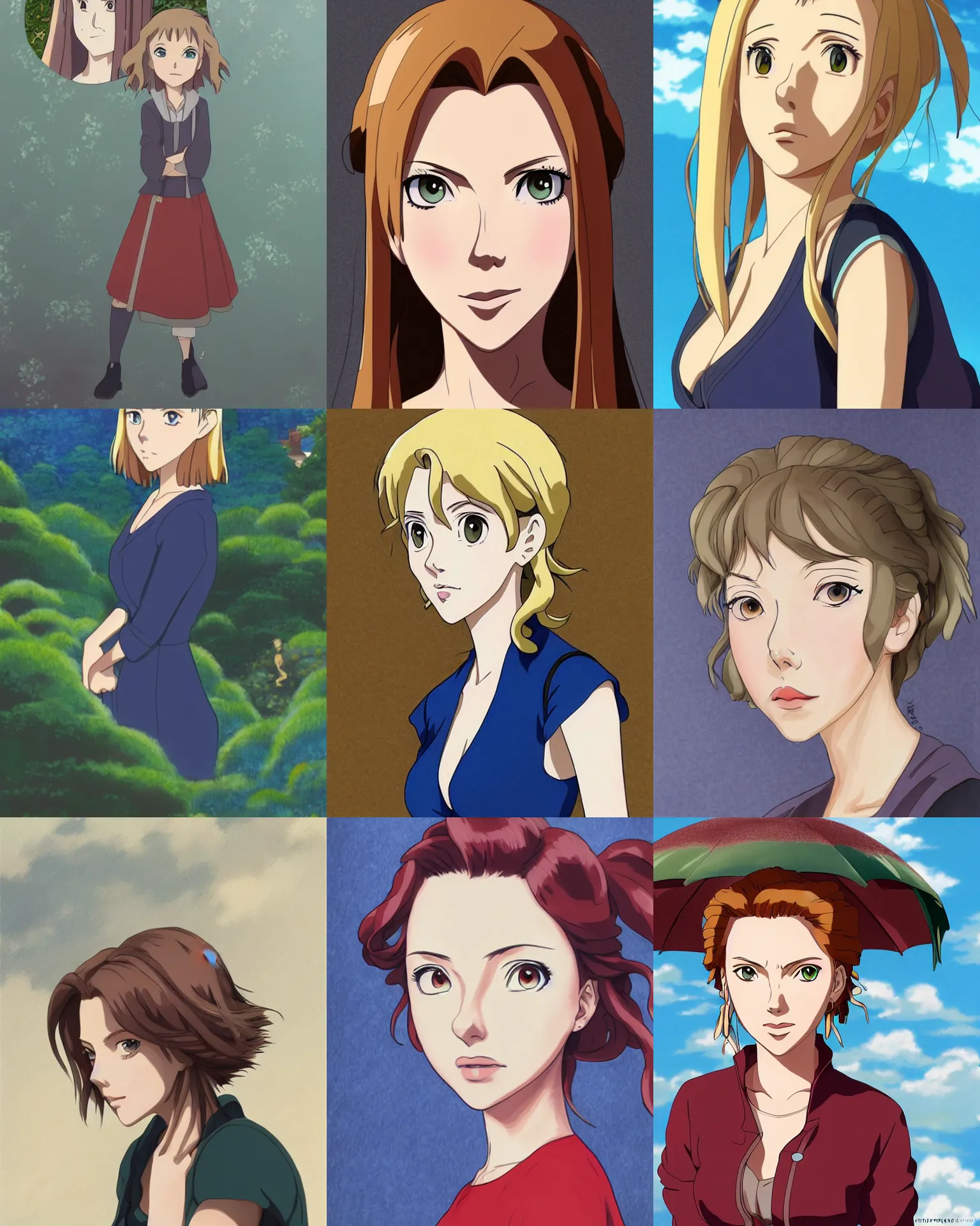 Prompt: Anime portrait of scarlett johansson in style of Ghibli studio