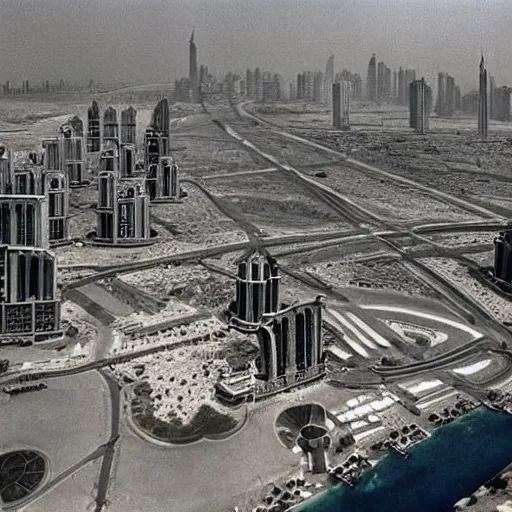 Prompt: a photo inside of Dubai in 1977