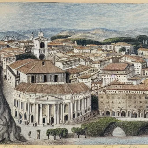 Prompt: A drawing of Rome by Goethe