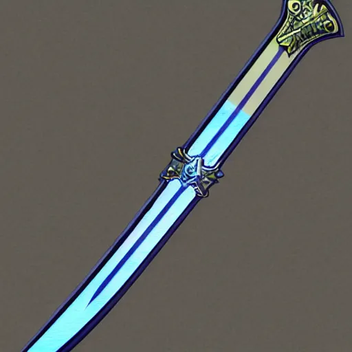 Image similar to A huge two-handed sword with a wavy blade and large cross guard. The blade has a faint blue sheen, and radiates a sense of unease. Deviantart