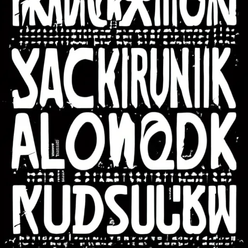 Image similar to black on white graphic poster in style of david rudnick, acid, y 2 k