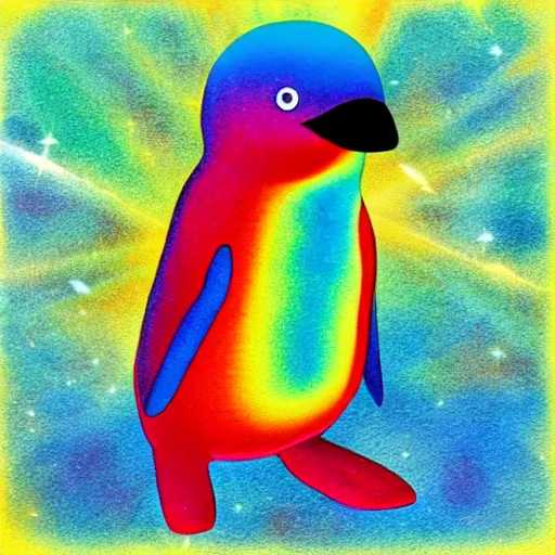 Image similar to rainbow cosmic penguin