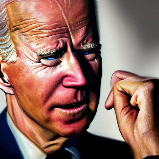 Image similar to joe biden crying, dramatic lighting, cinematic, establishing shot, extremly high detail, photorealistic, cinematic lighting, artstation, style by James Gurney