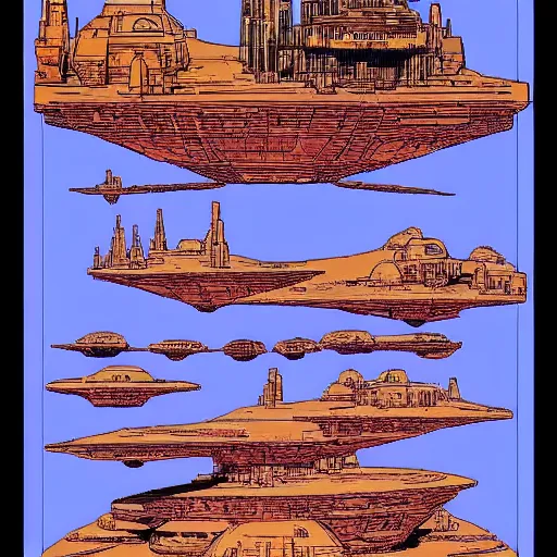 Prompt: Star Wars Tatooine city in the style of Jean Giraud, Moebius