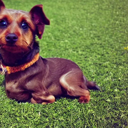 Image similar to a brown yorkshire dog in the shape of a heart