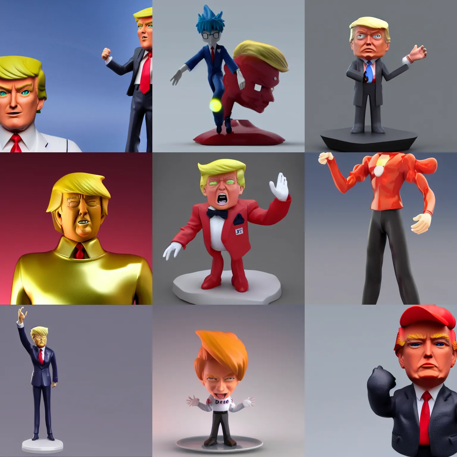 Prompt: figurine of donald trump as an evangelion, 3 d render, 8 k, detailed