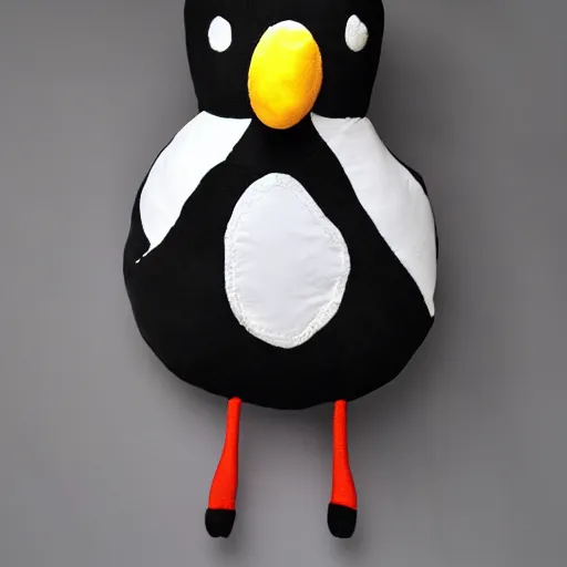 Image similar to round plush of a stork wearing a suit