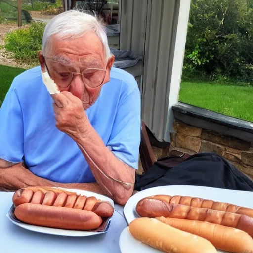 Prompt: my grandpa just ate 7 hotdogs