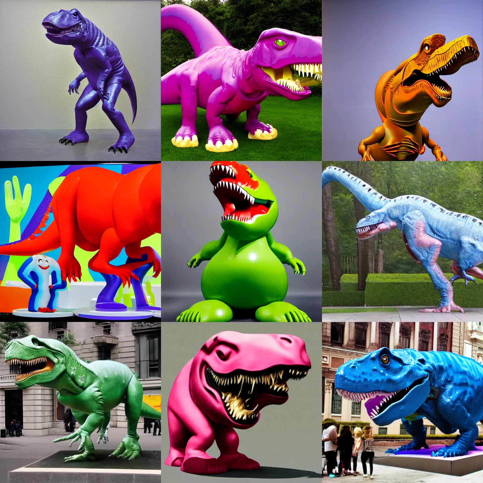 Prompt: T-rex in the style of Jeff Koons