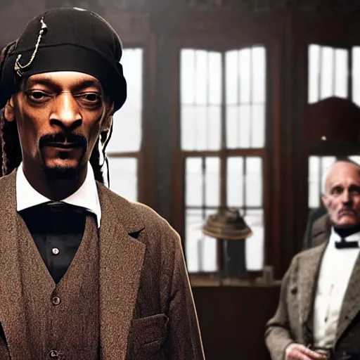 Image similar to Snoop dog in Peaky Blinders very detail 4K quality super realistic