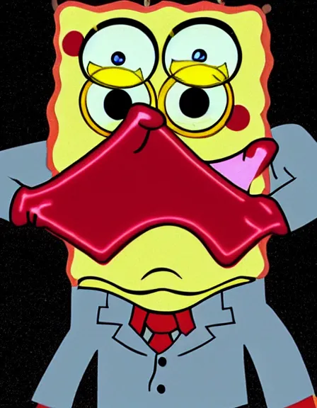 Prompt: Spongebob as The American Psycho, photorealistic