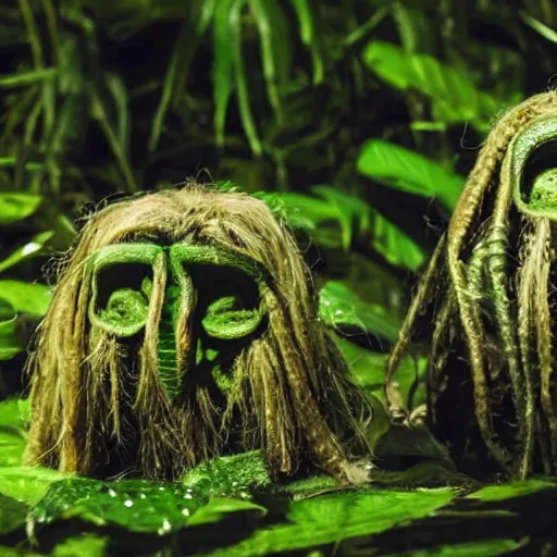 Image similar to Shrunken Heads in an Amazon rain forest with snakes