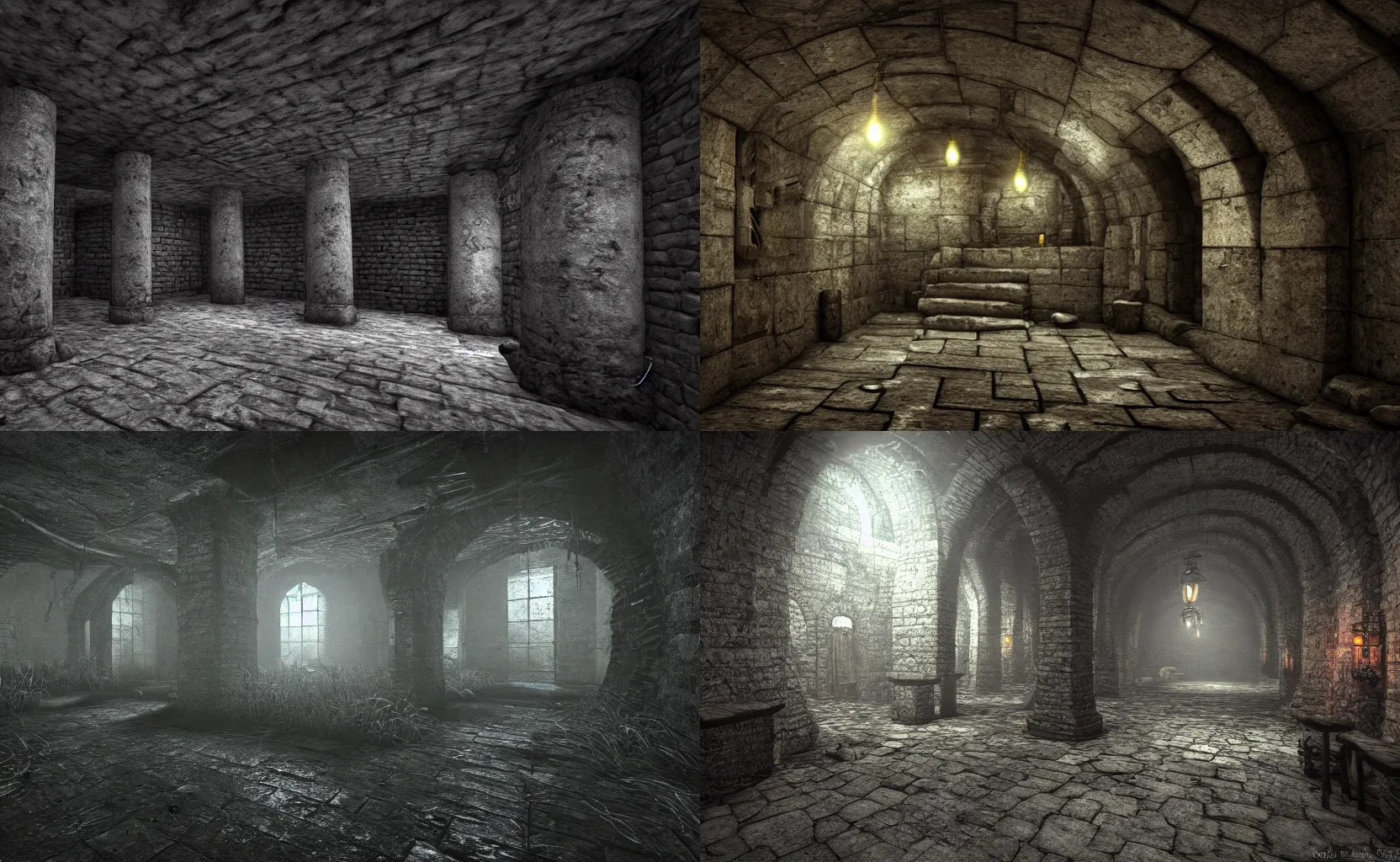 Image similar to underground dungeon, ambient, gloomy, detailed, 8 k