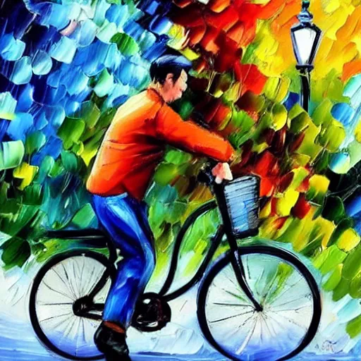 Image similar to Riding a bike, by Afremov, Leonid