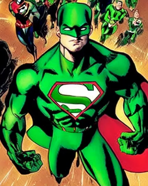 Image similar to supermen dressed like green lantern