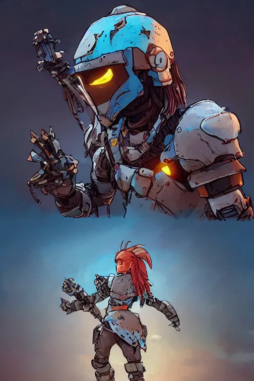 Image similar to combination suit armor aloy horizon forbidden west horizon zero dawn robot ninja mask helmet backpack tribal, art gta 5 comics, official fanart behance hd artstation by jesper ejsing, by rhads, makoto shinkai and lois van baarle, ilya kuvshinov, ossdraws radiating a glowing aura cgi rtx 2 0 2 2