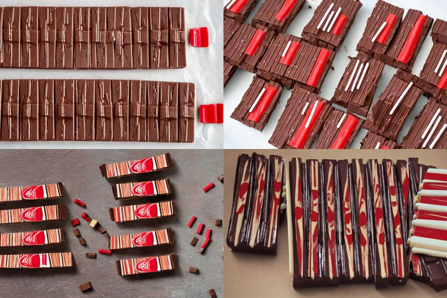 Prompt: xylophone made of kitkat chocolate bars