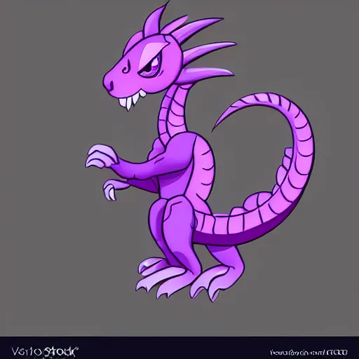 Image similar to very cute purple dragon with well-designed head and four legs, 2d minimalism, minimum of color