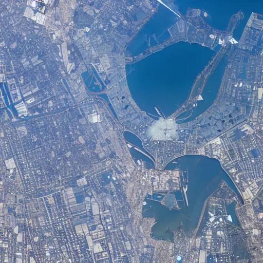 Image similar to giant kaiju in tokyo from the international space station