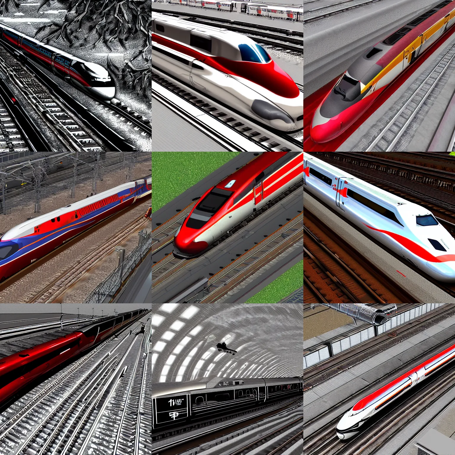 Prompt: devil's bullet train, horrific, detailed, overhead view, photorealistic