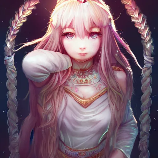 Prompt: happy elden bunny priestess in the temple, mmmmim, fancy silver runes, intricate braided hair, plump body, manga panel by kosuke kurose, soft lighting, highly detailed face, cozy atmosphere, sharp focus, artstation, secret of mana, sophie anderson, arnold armitage, loish!!!