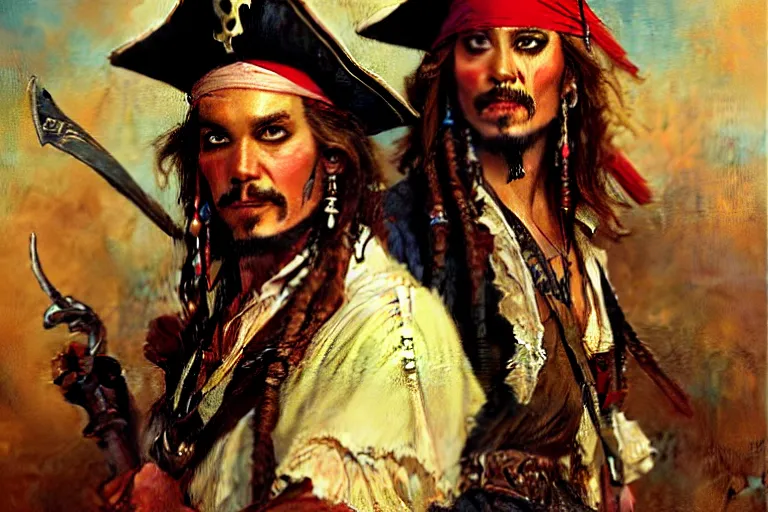 Image similar to attractive male, pirates of the caribbean, painting by gaston bussiere, craig mullins, j. c. leyendecker, tom of finland